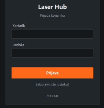 Laser Hub — prijava korisnika